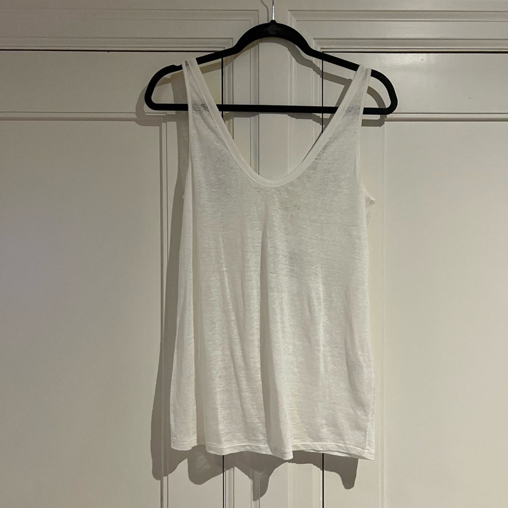 White Tank Top, Linen, Made In Italy, M/L, New With Tags